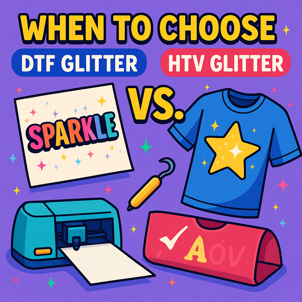 Glitter DTF vs. Glitter HTV: Which Should You Use?