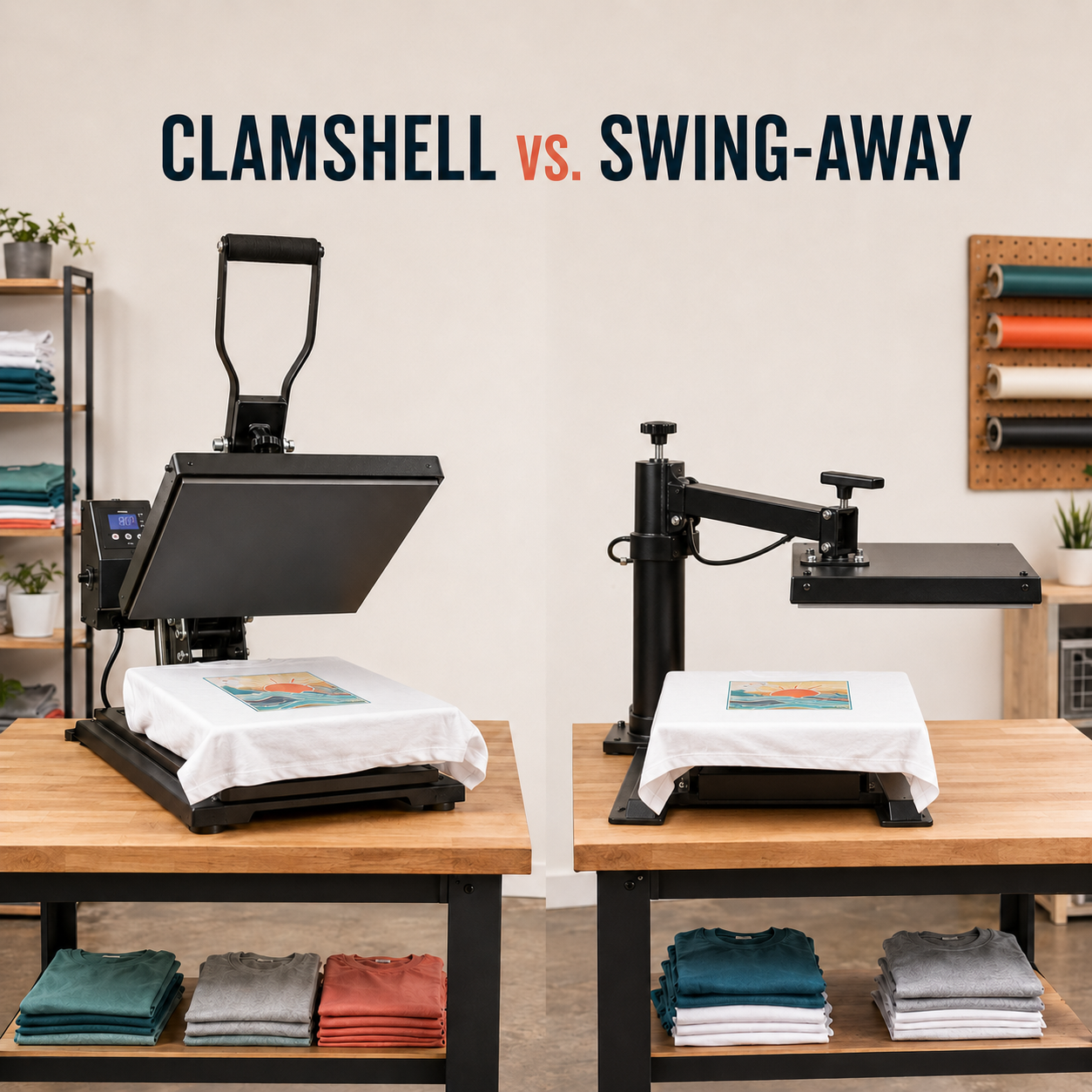 What Is a Swing-Away vs. Clamshell Heat Press? How to Pick the Right One