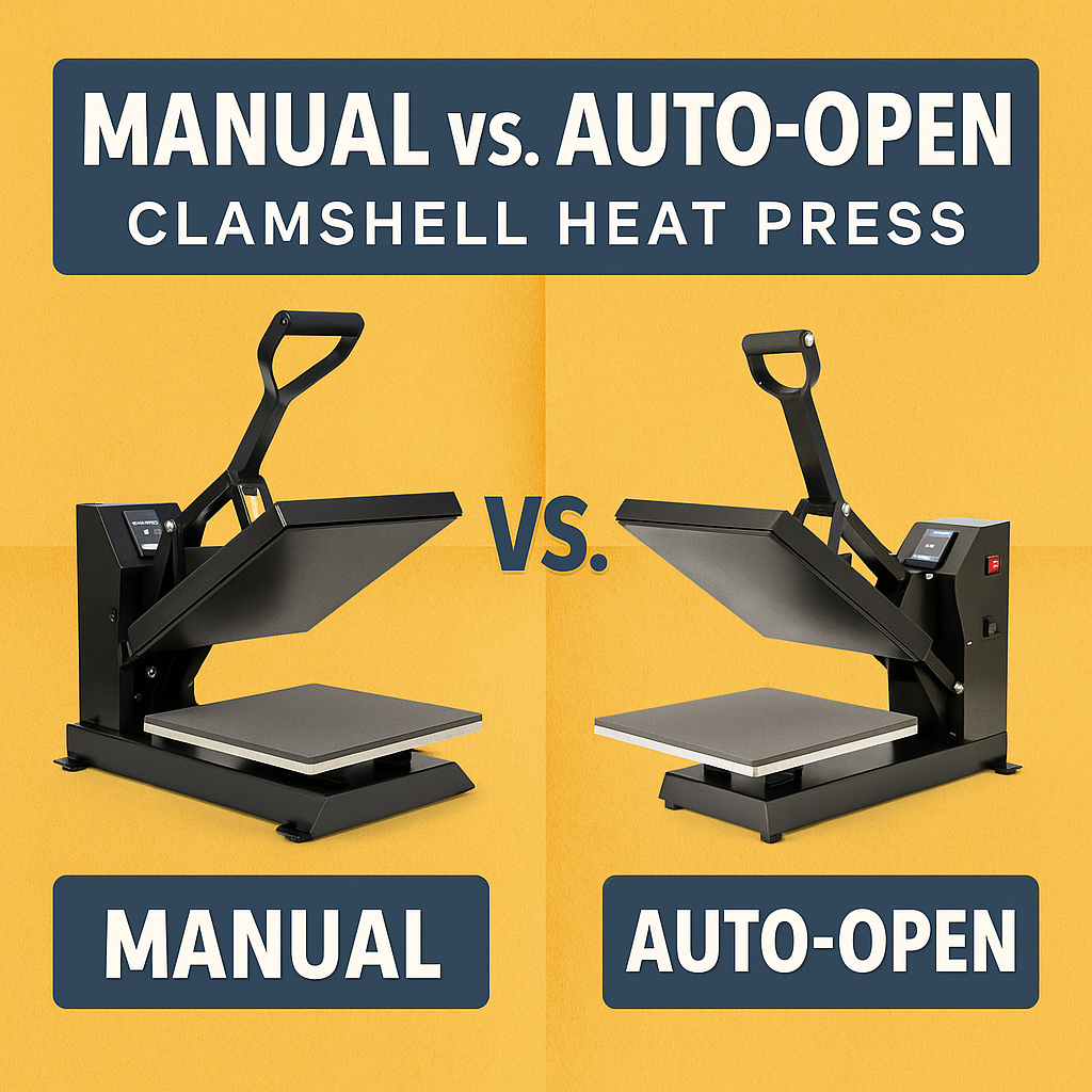 What Is the Difference Between Manual and Auto Open Clamshell Heat Presses?