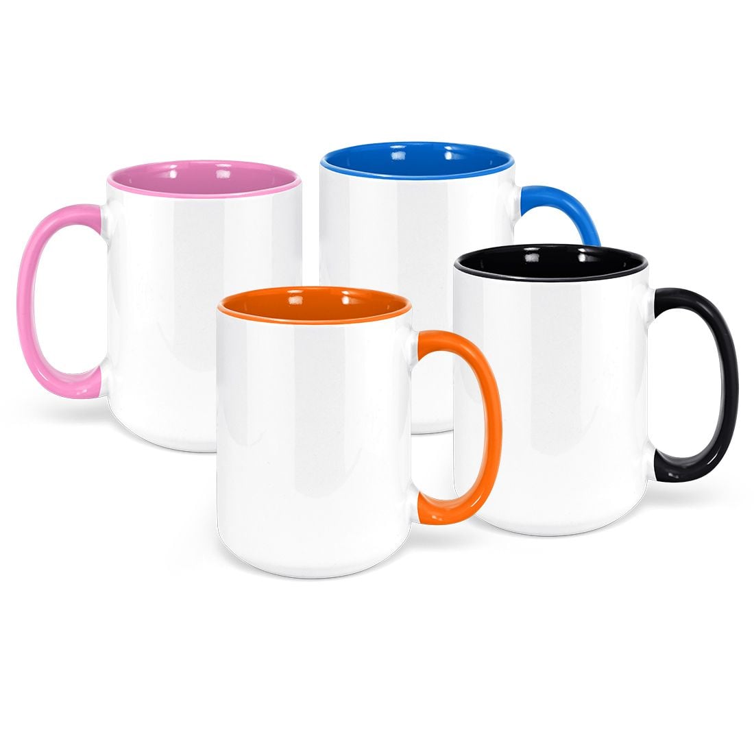 White Ceramic Sublimation Mug w/ Colored Inner & Handle - 15oz