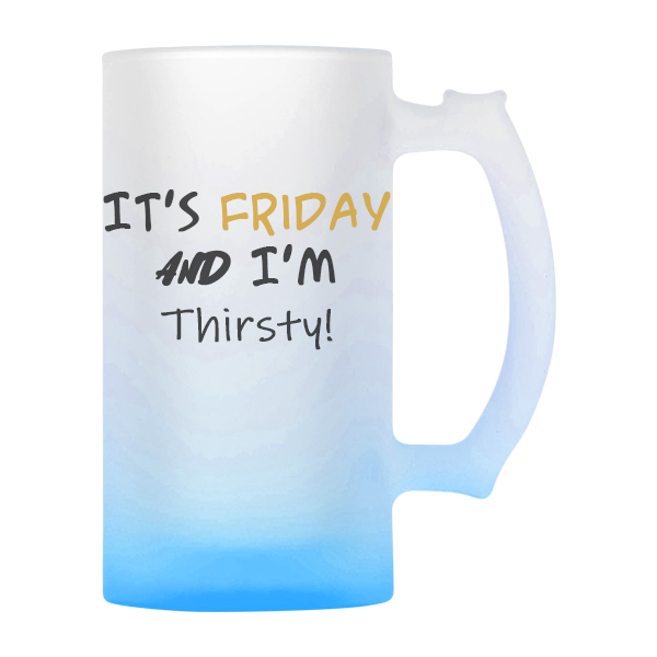 Frosted Gradient Glass Sublimation Beer Mug - 16oz