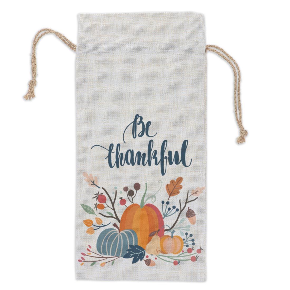Burlap Drawstring Sublimation Wine Bag - 5/Pack