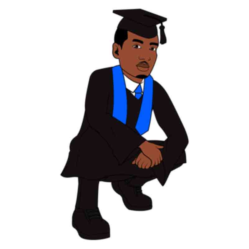 Black Man Graduation Short (DTF Transfer)