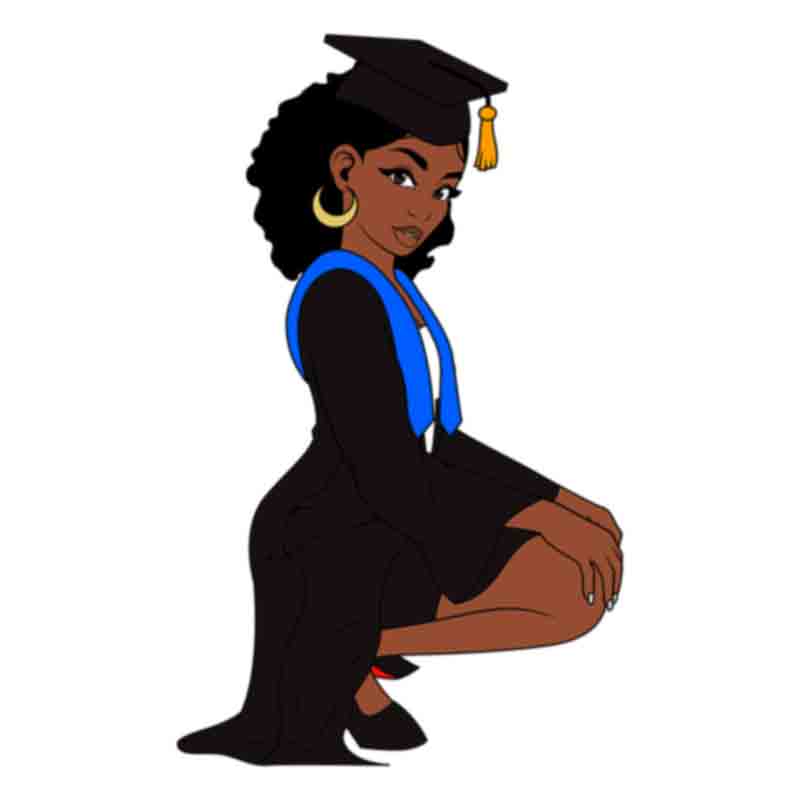Black Woman Graduation Afro Short (DTF Transfer)