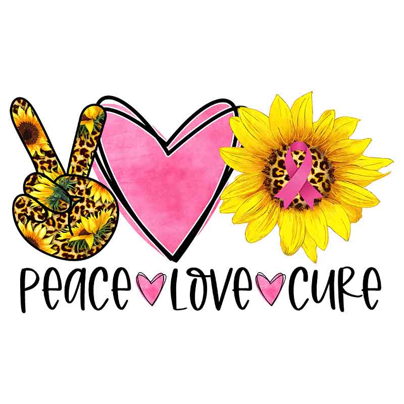 Breast Cancer Awareness - Peace Love Cure #2 (BLACK) (DTF Transfer)