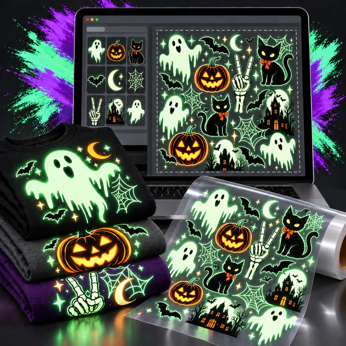 Custom Glow In The Dark DTF Gang Sheet ONLINE BUILDER