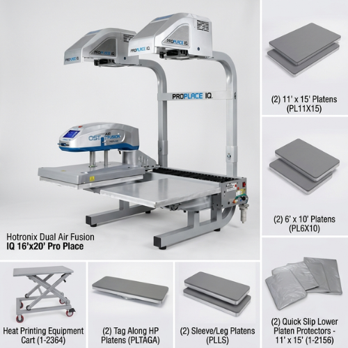 Hotronix Dual Air Fusion IQ Pro Place Heat Press 16"x20" Bundle - 240V