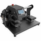 Hyper Stamp Label 6" x 6" Press by Printomize America showcasing a dual heat press machine with a smart control touch screen.