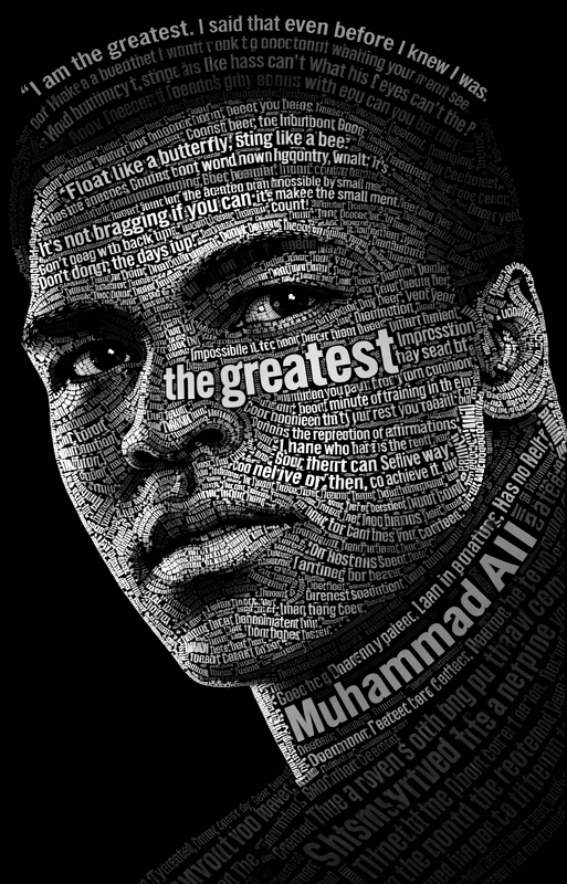 Muhammad Ali Calligram (for black shirts only) - STK07566 (DTF Transfers)