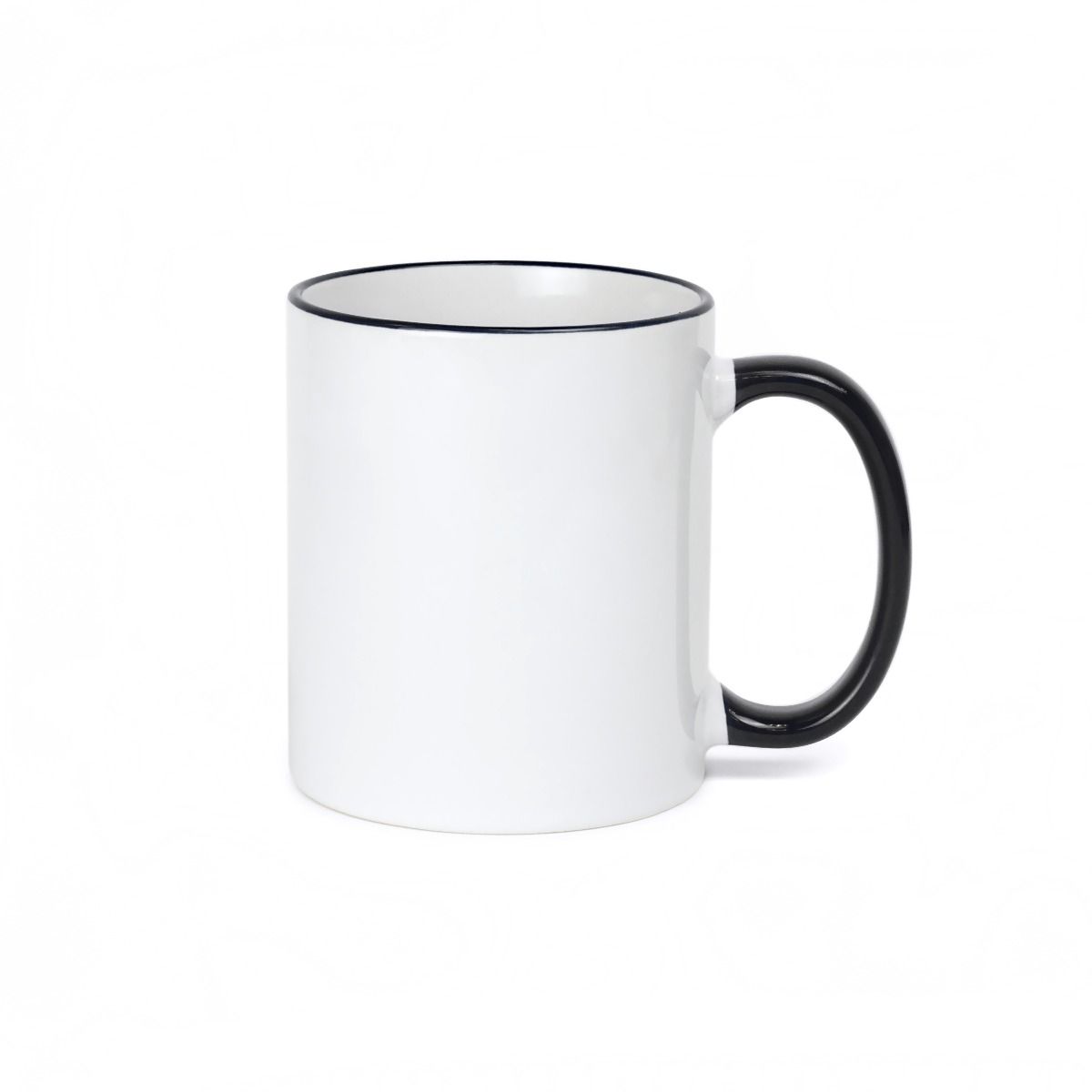 White Ceramic Sublimation Mug w/ Colored Rim & Handle - 11oz
