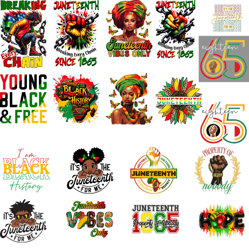Delondas Juneteenth DTF Gang Sheet (19 Transfers) (22" x 108")