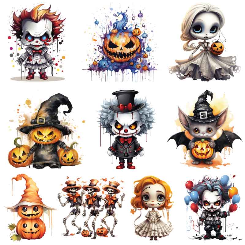 Halloween Characters DTF Transfers Gang Sheet - 10 Designs