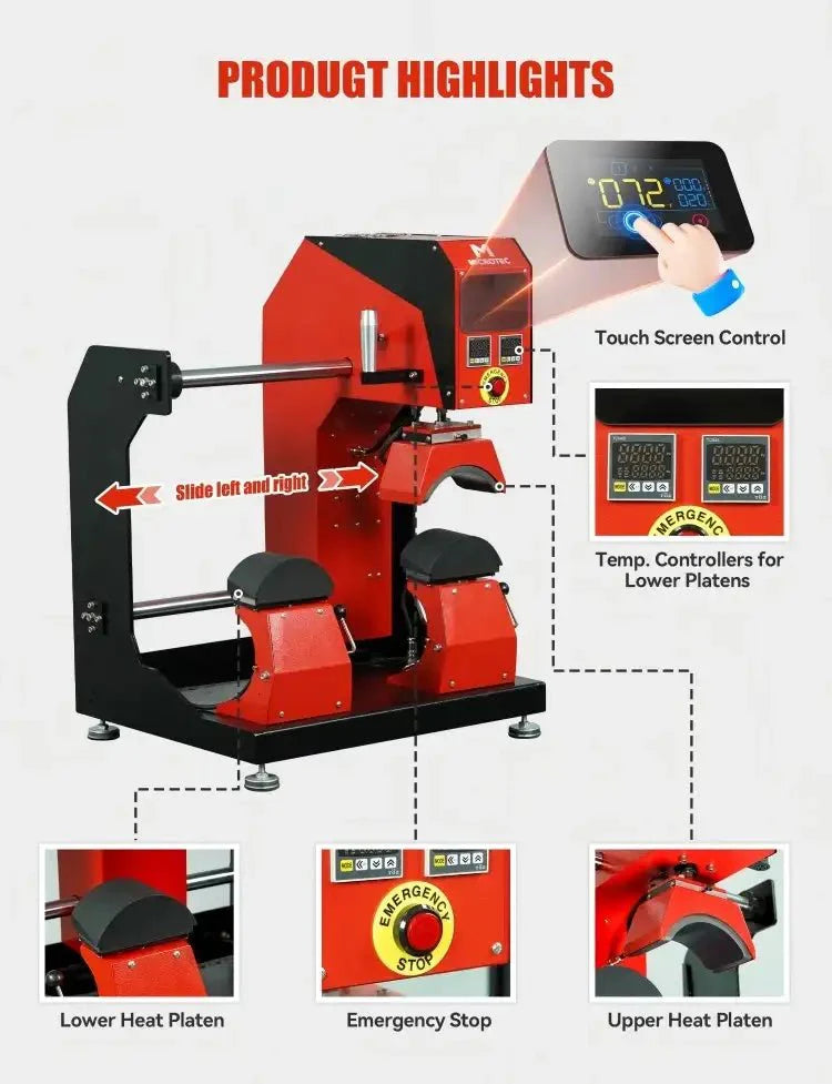 TITAN Double Station Dual Heat Pneumatic Cap & Label Combo Heat Press