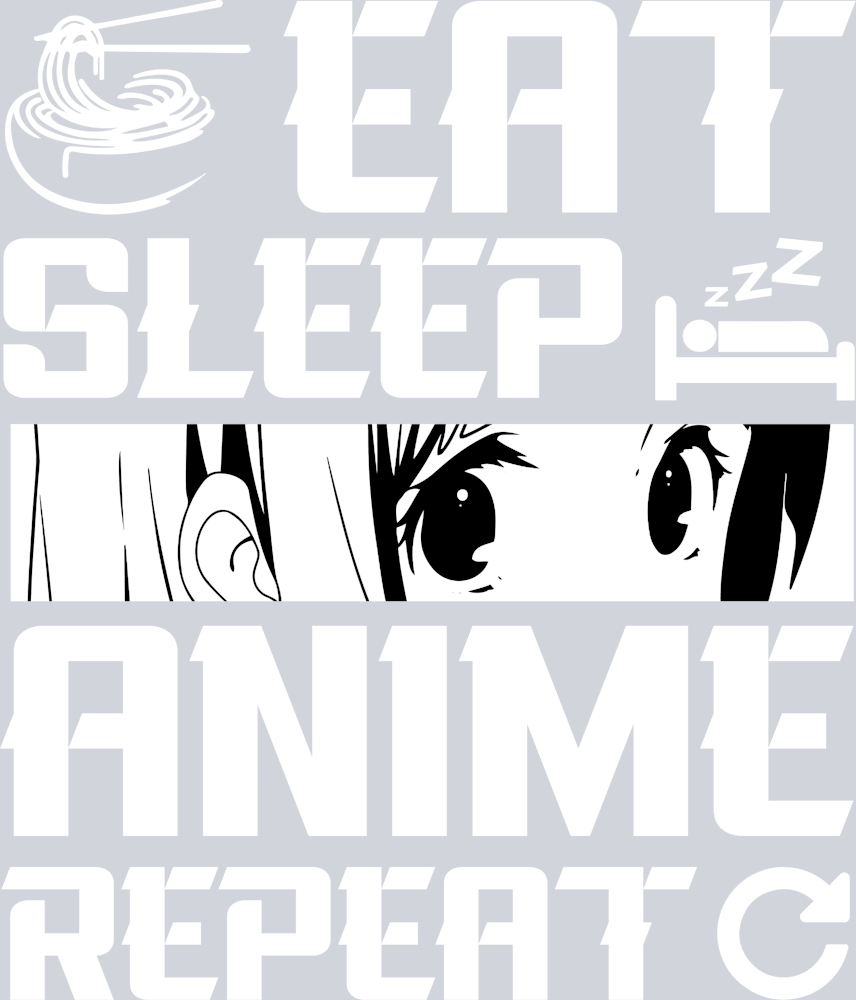 Anime Eat Sleep Anime Repeat White - STK00260