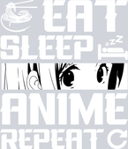 Anime Eat Sleep Anime Repeat White - STK00260