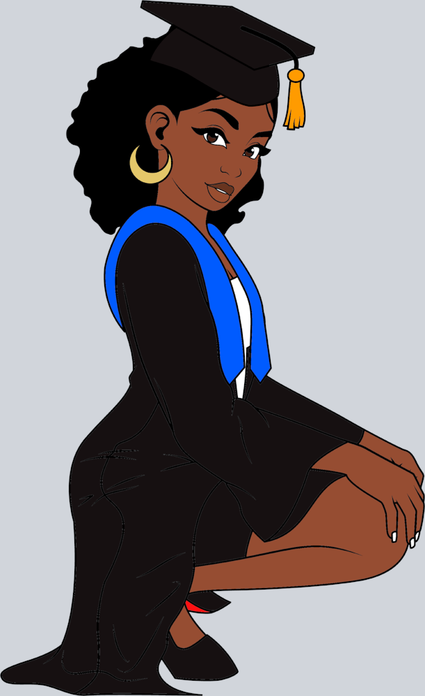 Black Woman Graduation Afro Short - STK00977