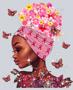 Breast Cancer Awareness Flower Afro And Butterflies - STK01135