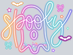 Cute Colorful Neon Sppoky Ghost - STK07288
