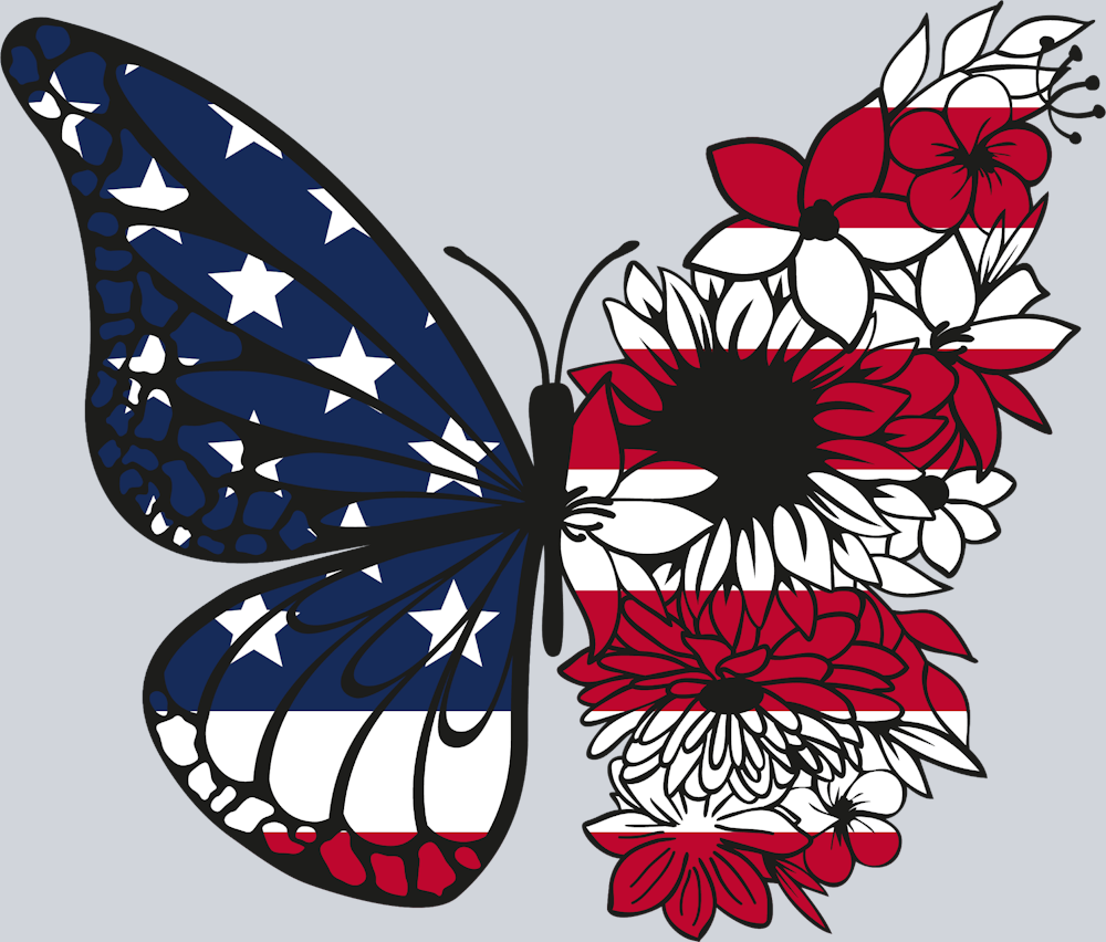 American Butterfly Flower Flag - STK00160