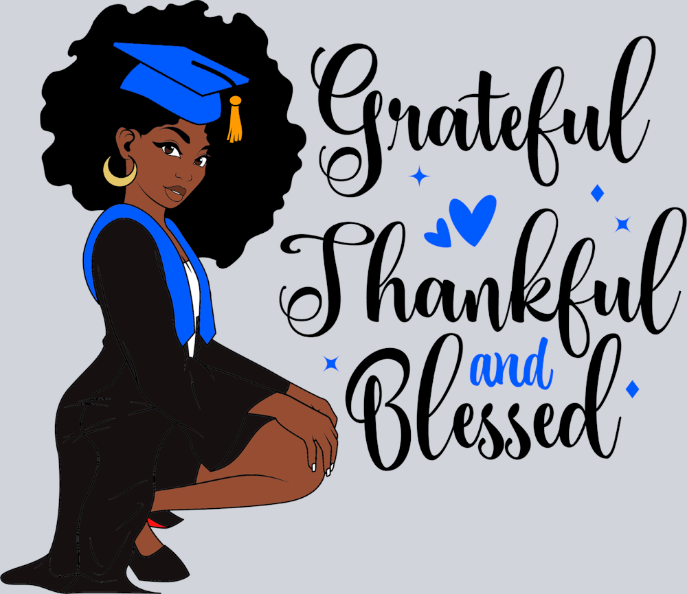 Grateful Graduation Black Woman Afro - STK02422