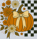 Autumn Pumpkin Flowers and Checkerboard 4 - STK07341