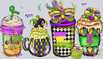 Mardi Gras Coffee Drinks Masks - STK04027