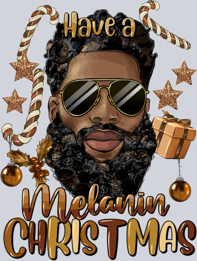 Have A Melanin Christmas Black Bearded Man - STK02626