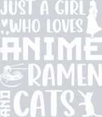 Girl Who Loves Anime Ramen Cats White - STK02260