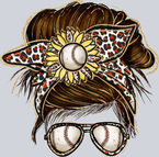 Baseball Messy Bun Sunflower - STK00414