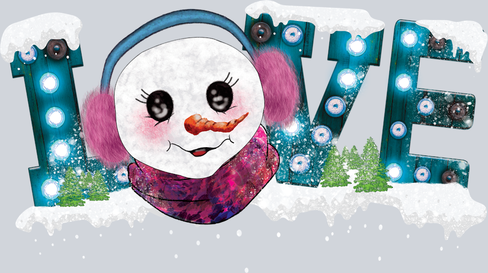 Cute Snow Girl Love Word - STK01564