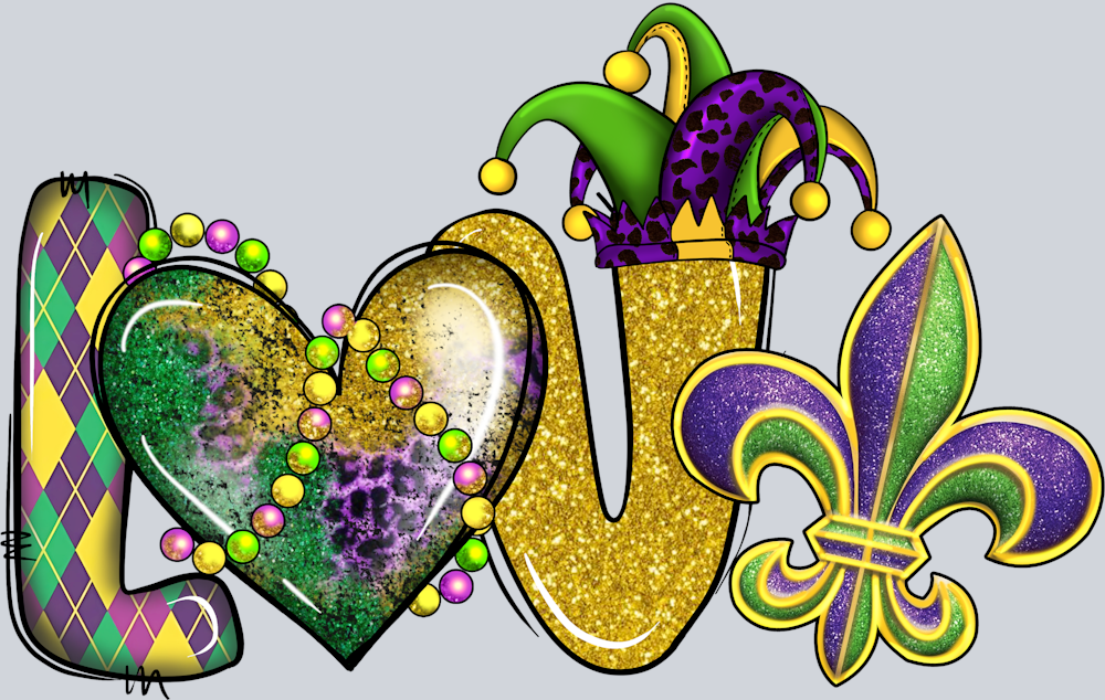 Mardi Gras Glitter Love Beads - STK04115