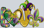 Mardi Gras Glitter Love Beads - STK04115