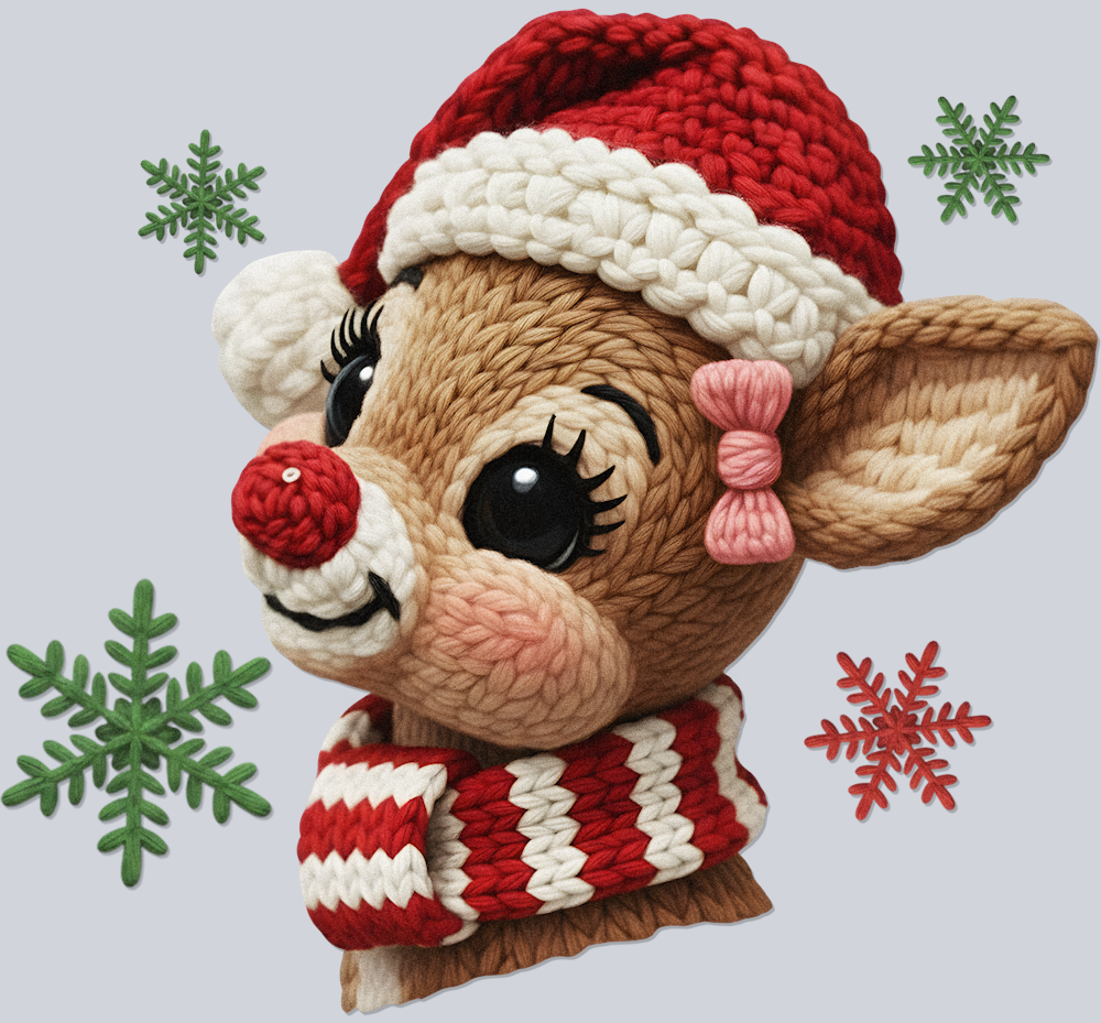 Faux Yarn Crocheted Rudolph Reindeer 1 - STK07487