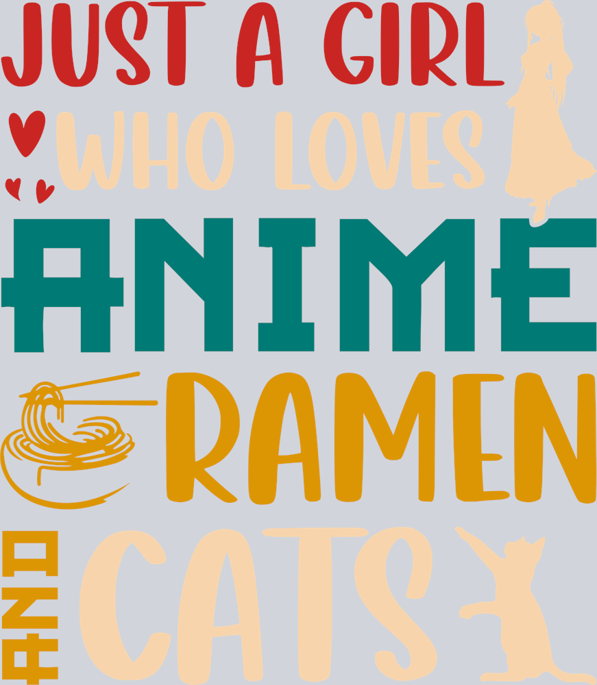 Girl Who Loves Anime Ramen Cats Color - STK02259