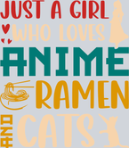Girl Who Loves Anime Ramen Cats Color - STK02259