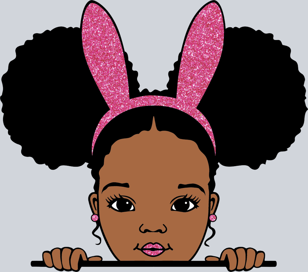 Black Girl Easter Peek A Boo Glitter - STK00628