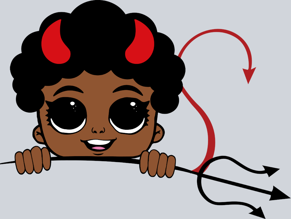 Halloween Afro Boy Peeking Devil Trident - STK02452