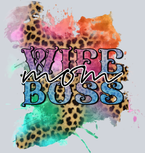 Wife Mom Boss Watercolor Leopard - STK06462