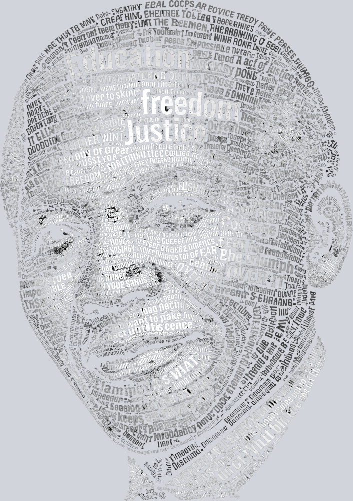 Mandela Calligram (for black shirts only) - STK07565