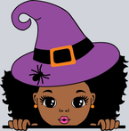 Halloween Witch Peeking Little Black Girl - STK02506