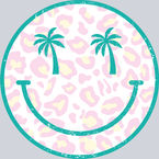 Smiley Face Pink Leopard Palm Trees Summer Print - STK05560