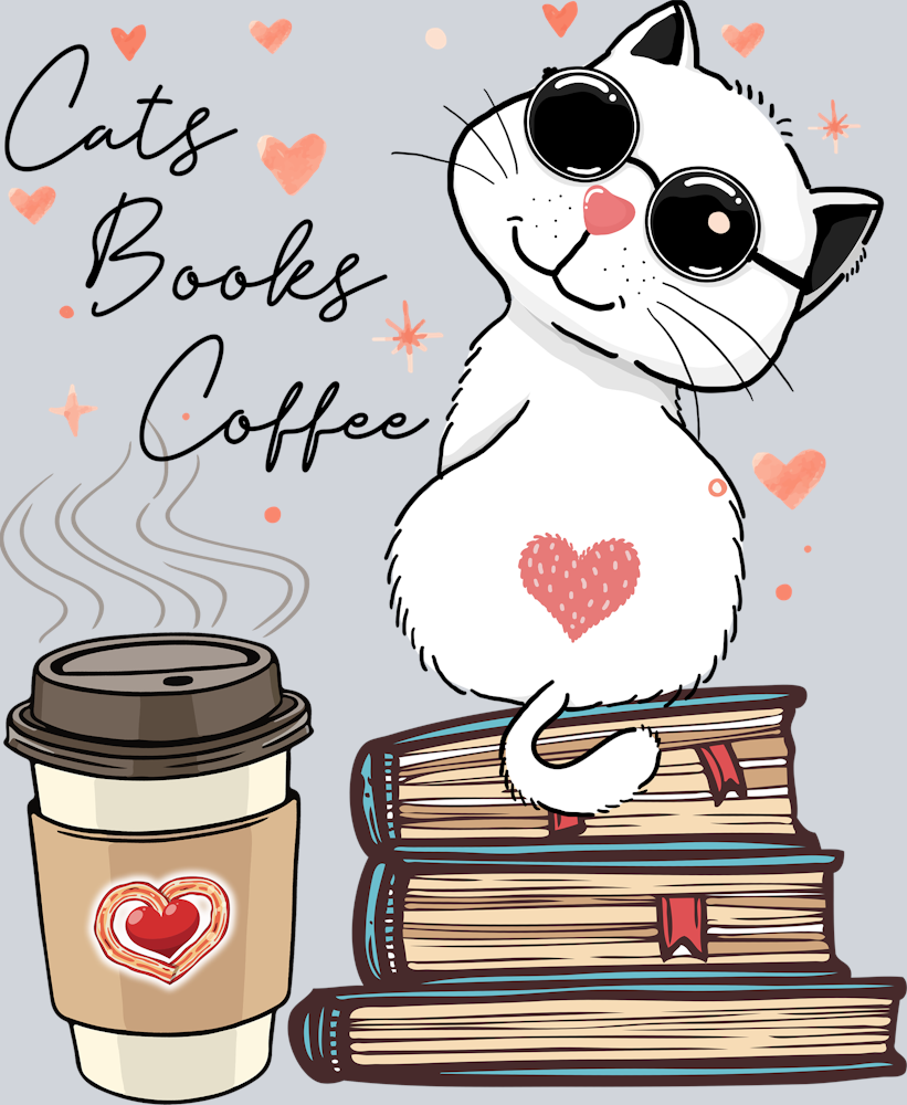 Books Cats Books Coffee - STK01041