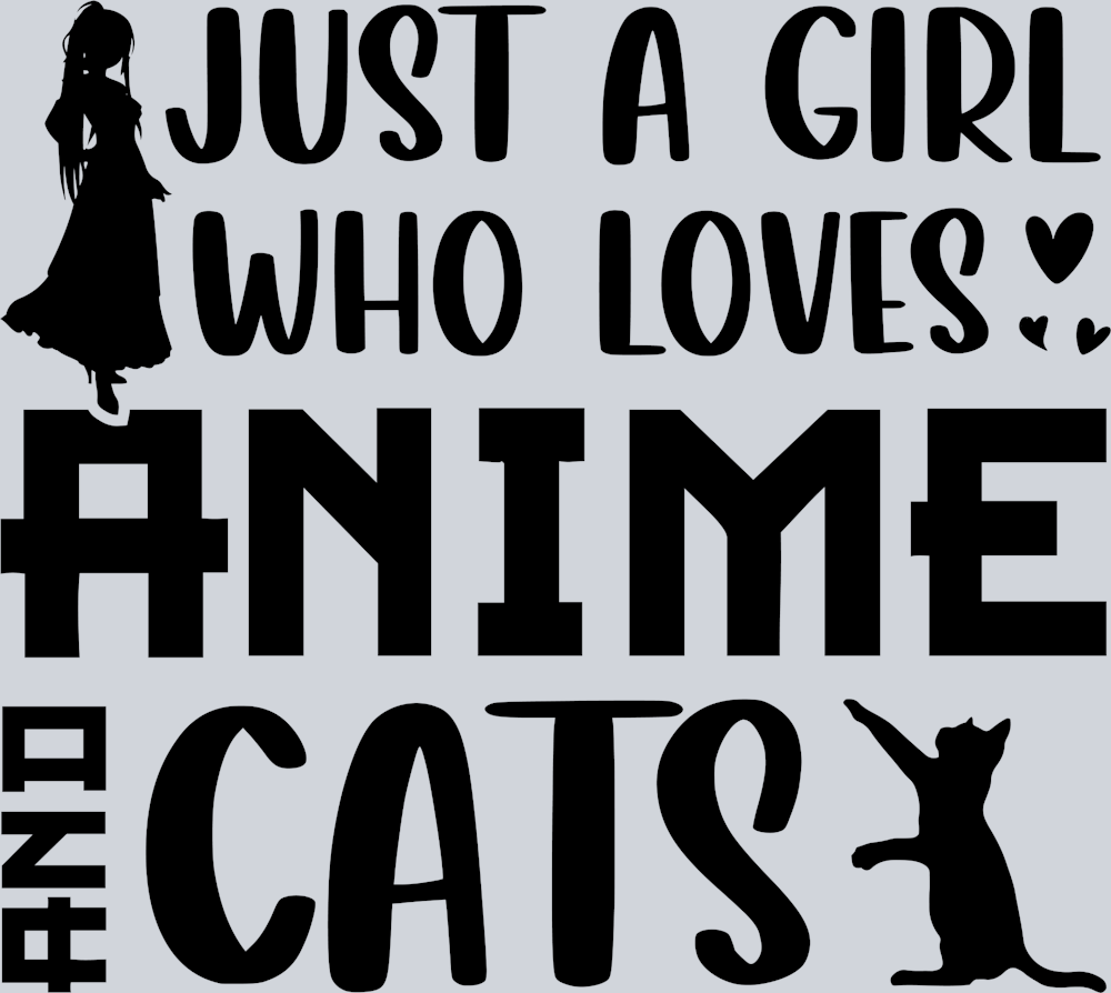 Girl Who Loves Anime Cats Black - STK02252