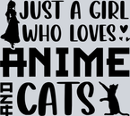 Girl Who Loves Anime Cats Black - STK02252