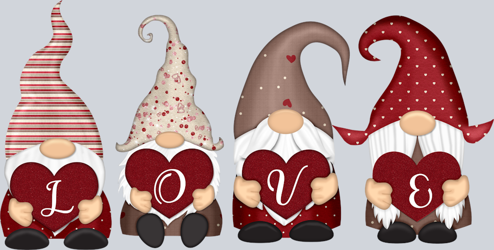 Gnome Love Pattern Hearts - STK02305
