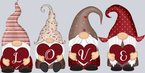 Gnome Love Pattern Hearts - STK02305