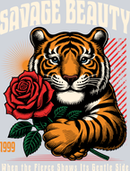 Tiger Hugging A Rose - STK06147