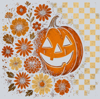Autumn Pumpkin Flowers and Checkerboard - STK07338
