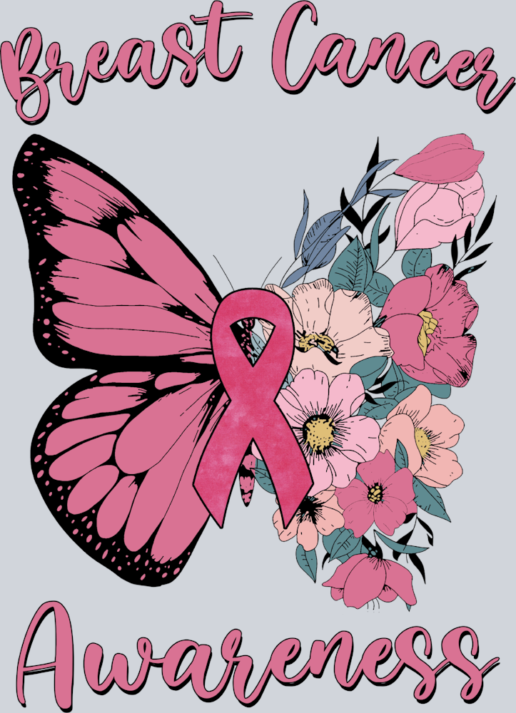 Breast Cancer Awareness Butterfly Floral - STK06830