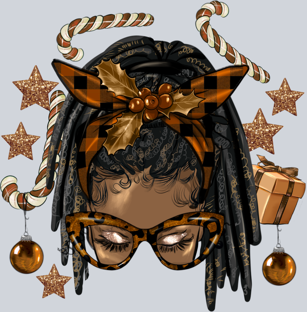 Melanin Christmas Afro Messy Bun Locs Ponytail - STK04152